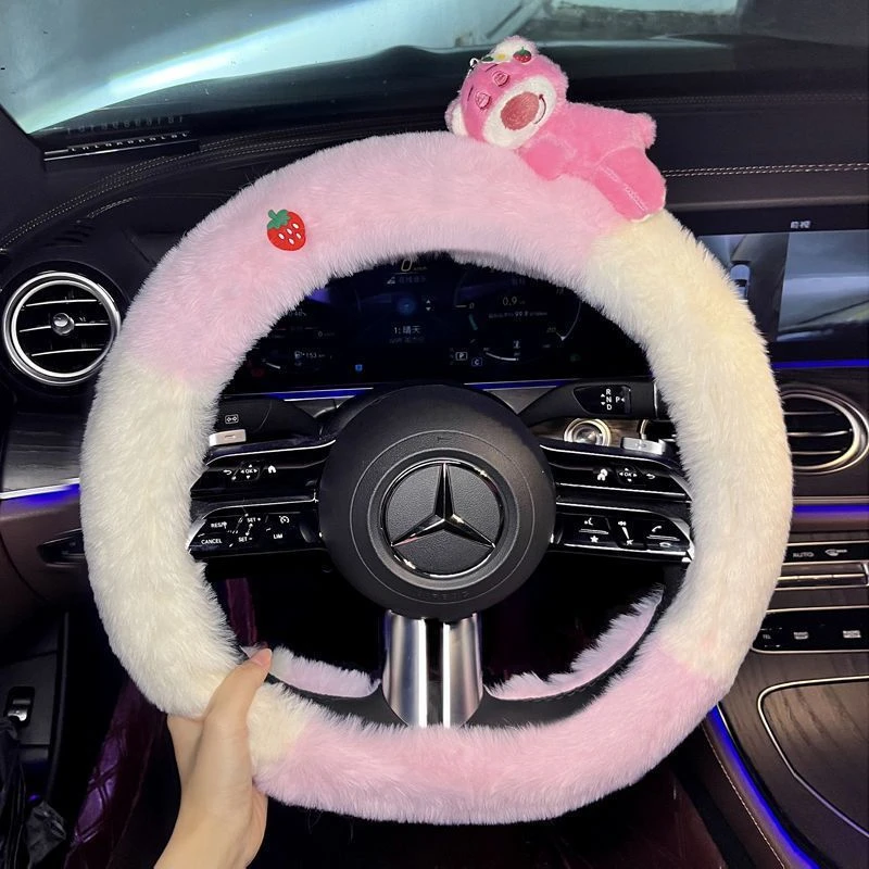 新款冬季方向盘把套可爱毛绒女款网红保暖防滑四季通用方向盘套
