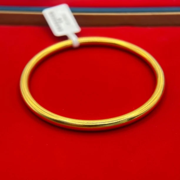 足银手镯 喷砂素圈手镯真金包白银999黄金色质感不漏银P3116