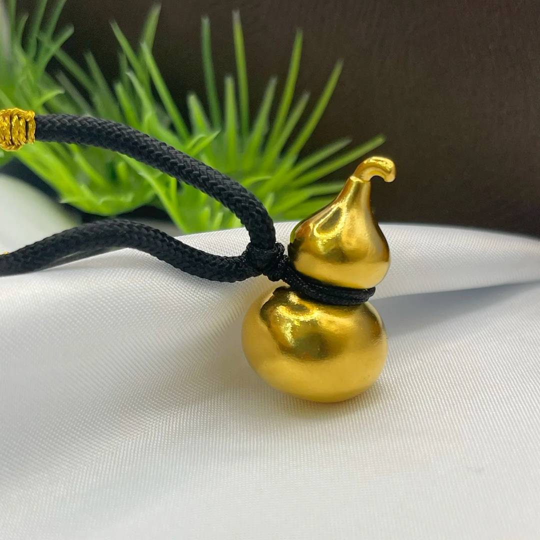 吊坠足银 实心醉葫芦吊坠真金包真银黄金色质感999不掉色P3217