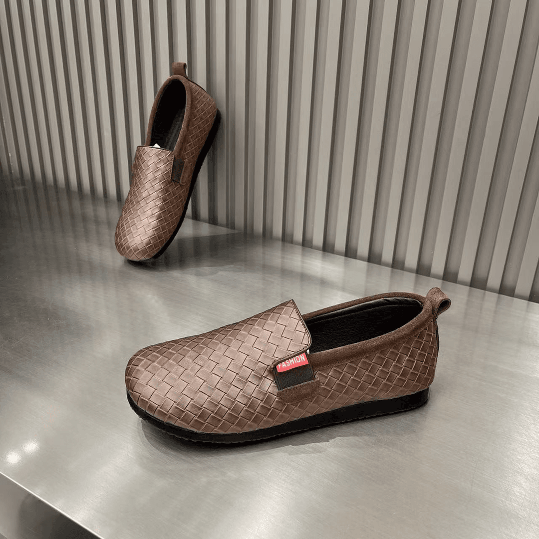 2024年春秋新款男士编织面舒适简约软底软面时尚商务驾车鞋y