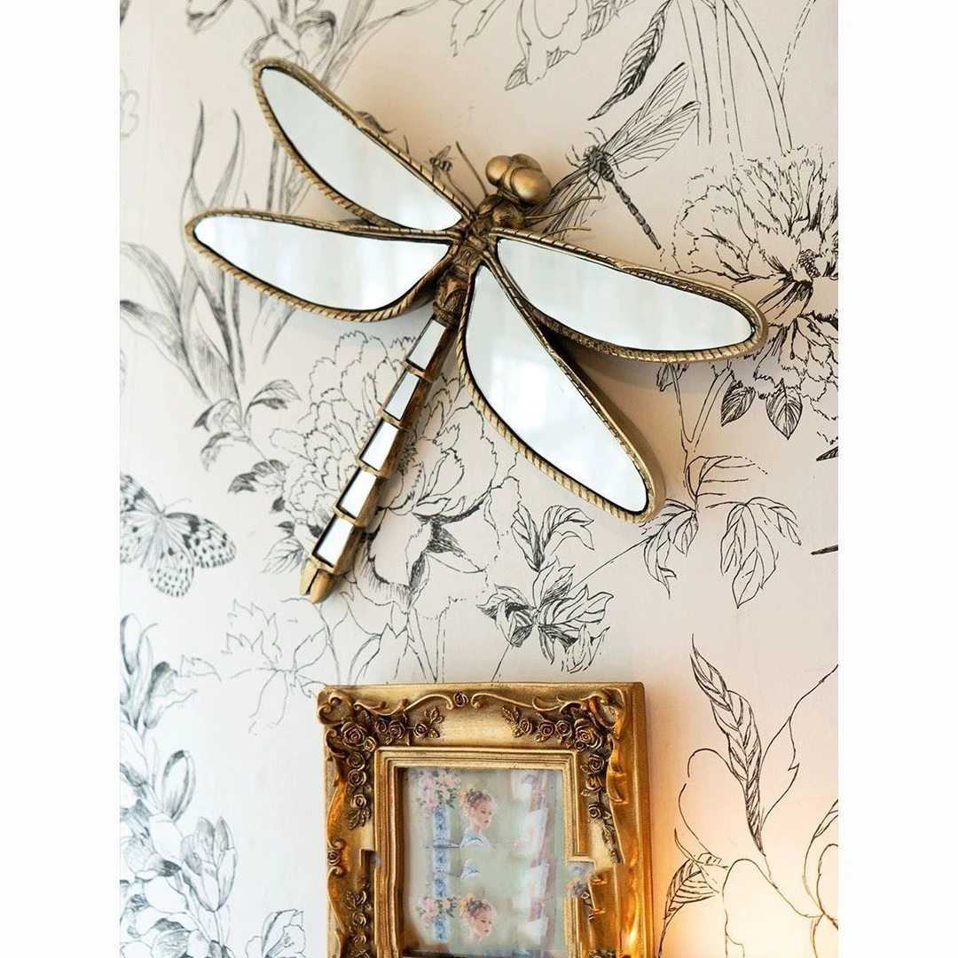 （新疆包邮）乃菲丝专属轻奢树脂蜻蜓摆件创意客厅蝴蝶背景墙装饰