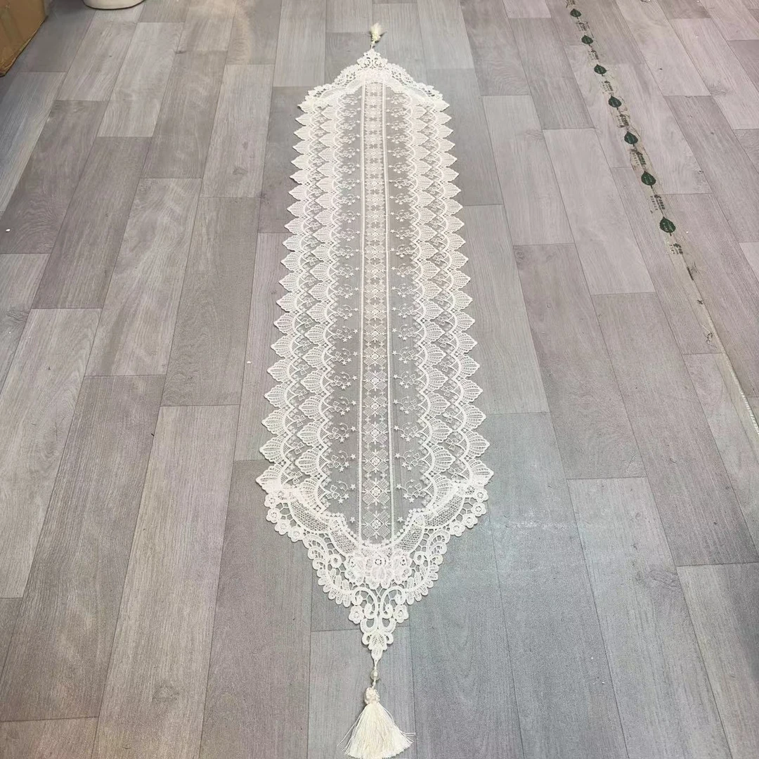 （新疆包邮）乃菲丝专属 白色居家布艺桌旗 餐桌布艺桌旗 客厅桌面