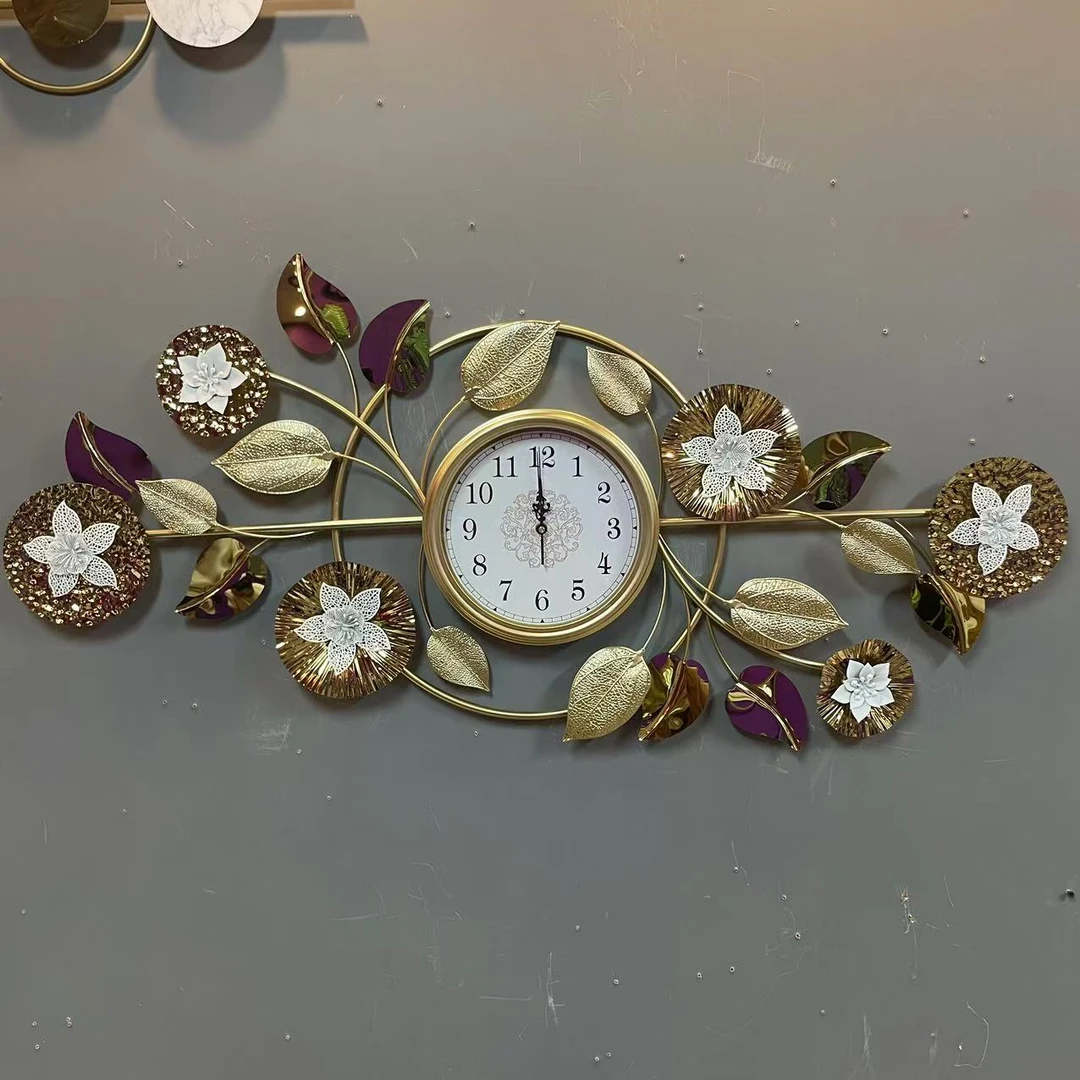 （新疆包邮）乃菲丝专属 现代轻奢金属挂钟客厅卧室背景墙装饰壁挂