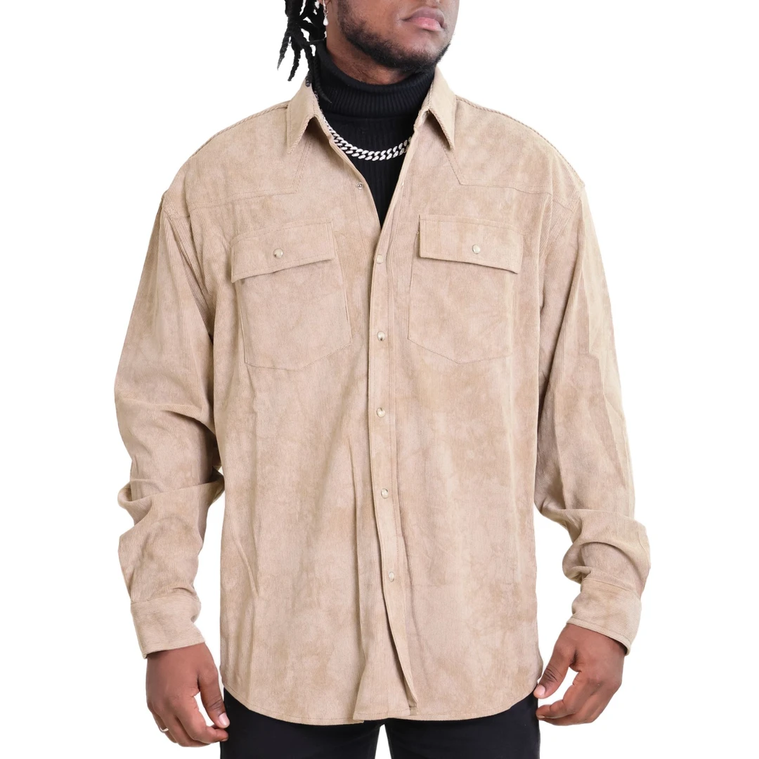 设计师款水洗工艺灯芯绒保暖衬衫