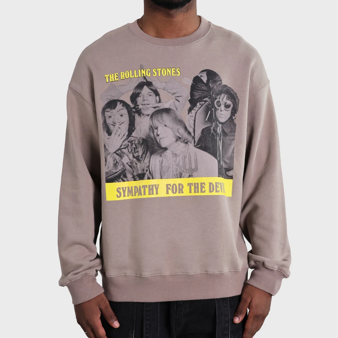 美式复古印花套头衫长袖运动衫无帽卫衣