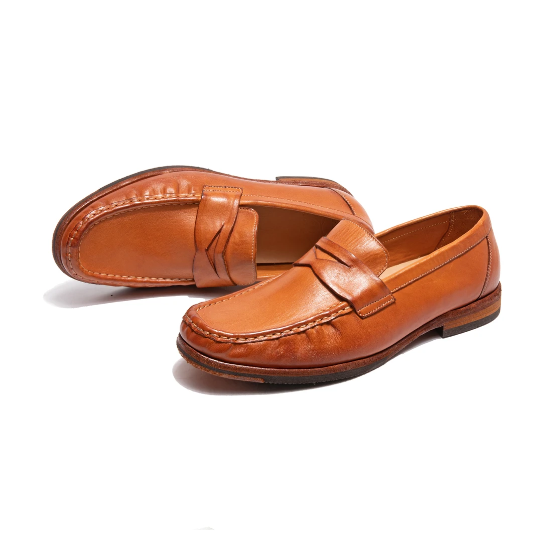 8012马皮牛皮大底重水洗乐福鞋男士真皮透气舒适时尚百搭休闲皮鞋