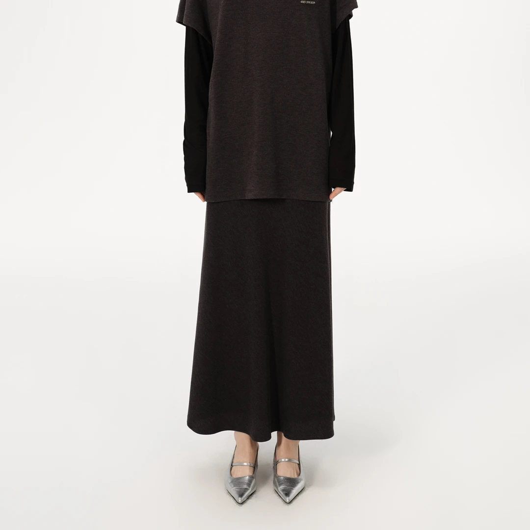 河岸家买手店设计师REFOUND TEN修长直筒A摆针织磨毛半裙24秋