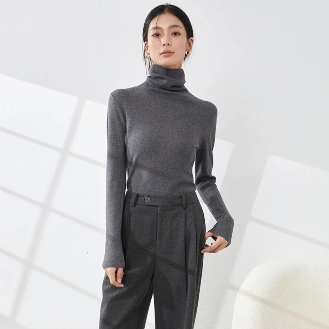 【向南美学辰辰】曼贝8344001毛呢女打底衫高领毛针织柔软亲肤时尚