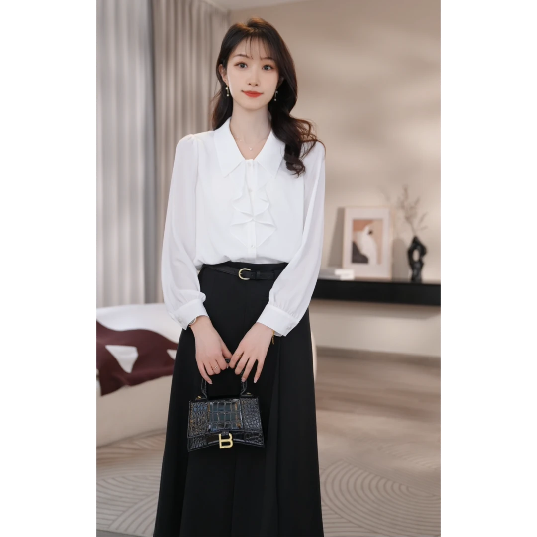 【星星甄选】气质衬衫白色轻熟轻奢时尚小众名媛设计感8491270A白色