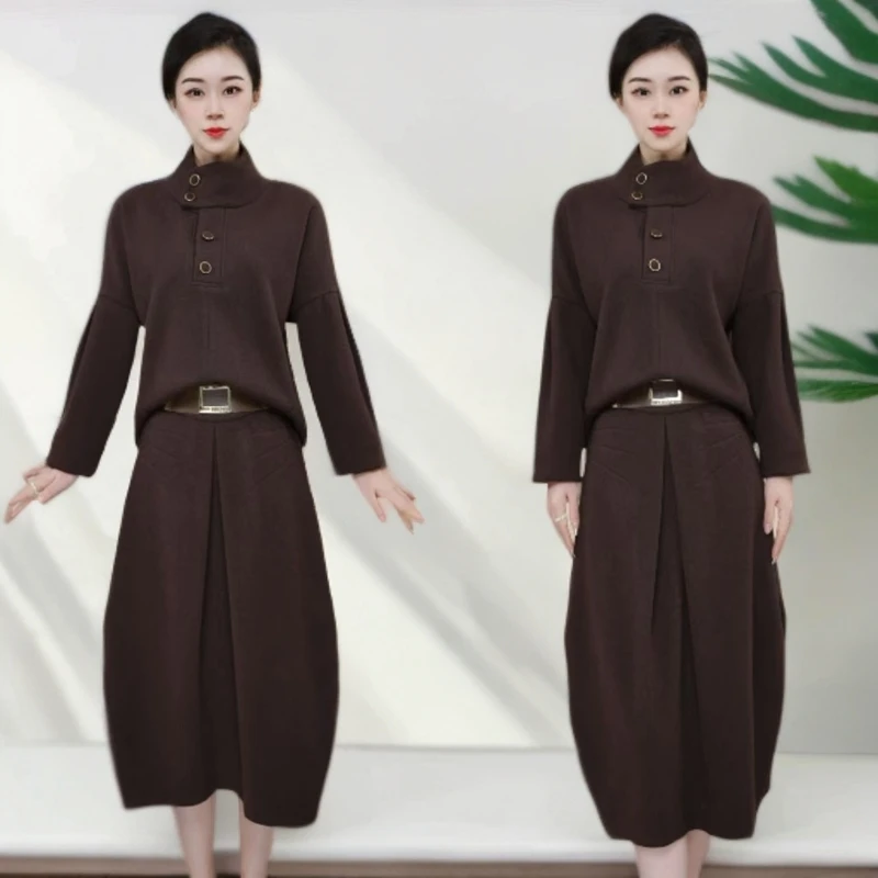 【两件套】秋冬季新款 百搭显瘦设计感减龄套装裙