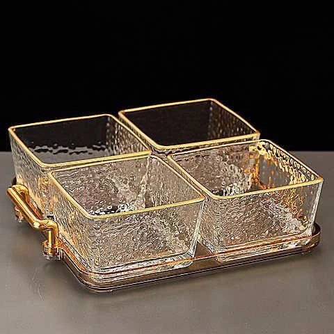 茶果盘摆盘零食干果盘玻璃商用摆盘家用客厅瓜子糖果盘