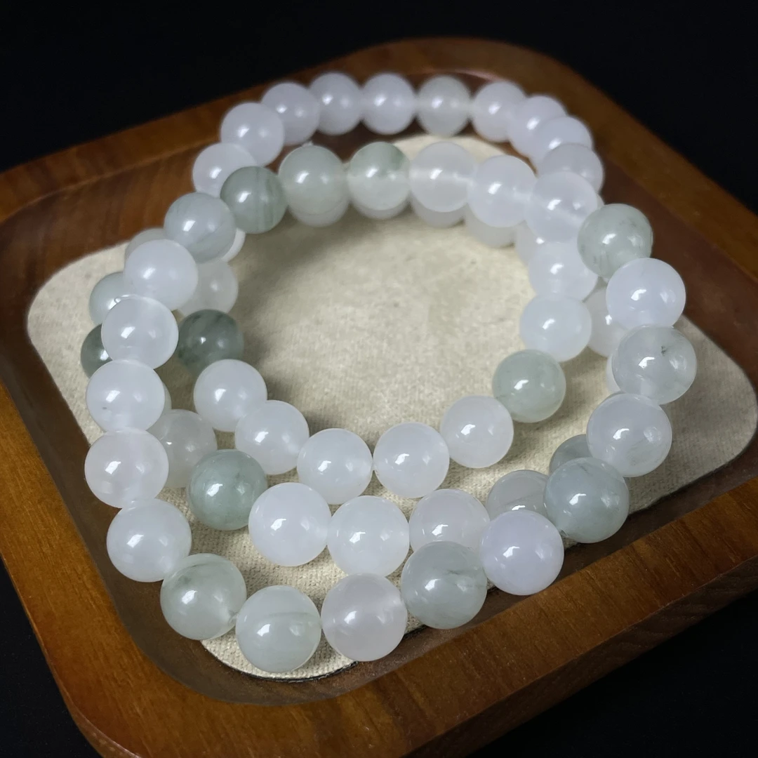 天山翠手串气质款带飘绿花渐变金丝玉珠串同款百搭多样性发其一