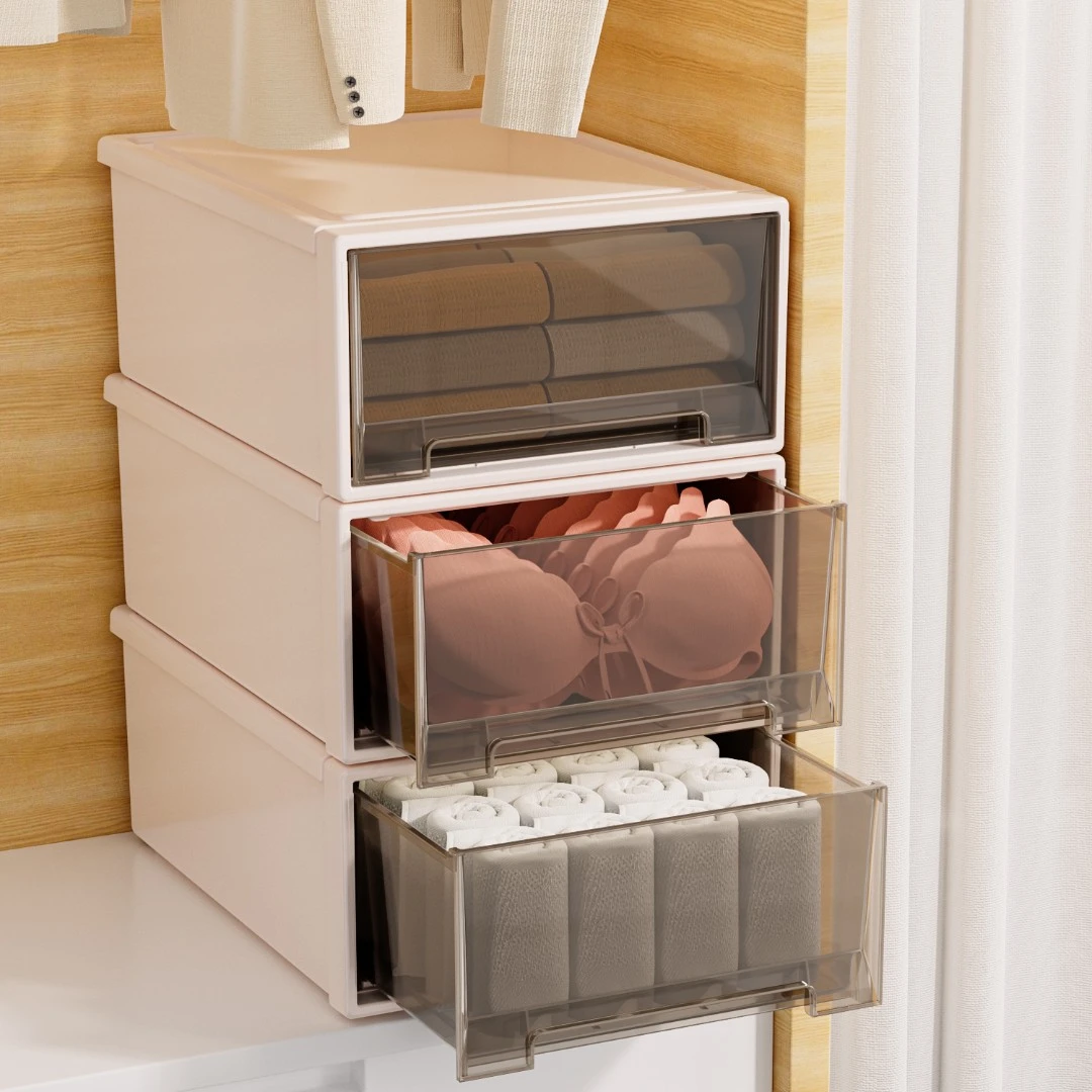 【3件套】内衣抽屉箱内裤放袜子收纳箱家用衣柜整理抽屉塑料收纳箱