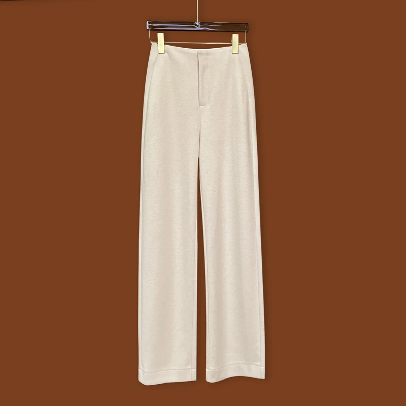 醋酸毛呢裤秋冬新款宽松休闲垂感显瘦直筒裤细腻柔顺休闲裤裤子