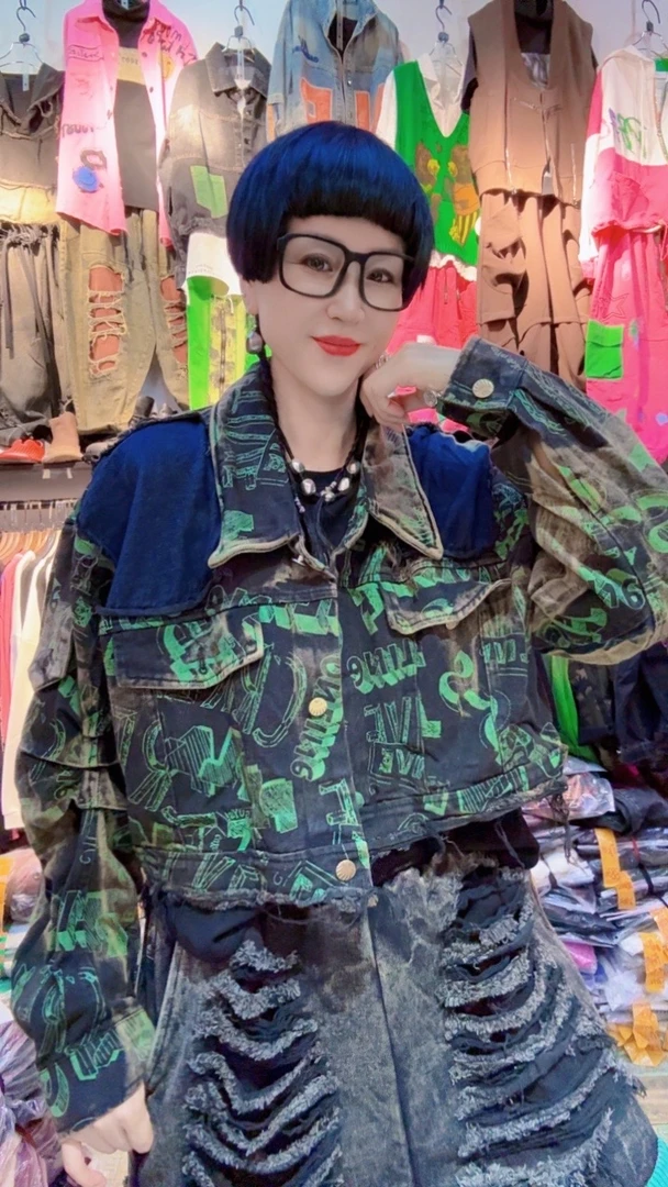 潮酷欧货牛仔拼色个性外套