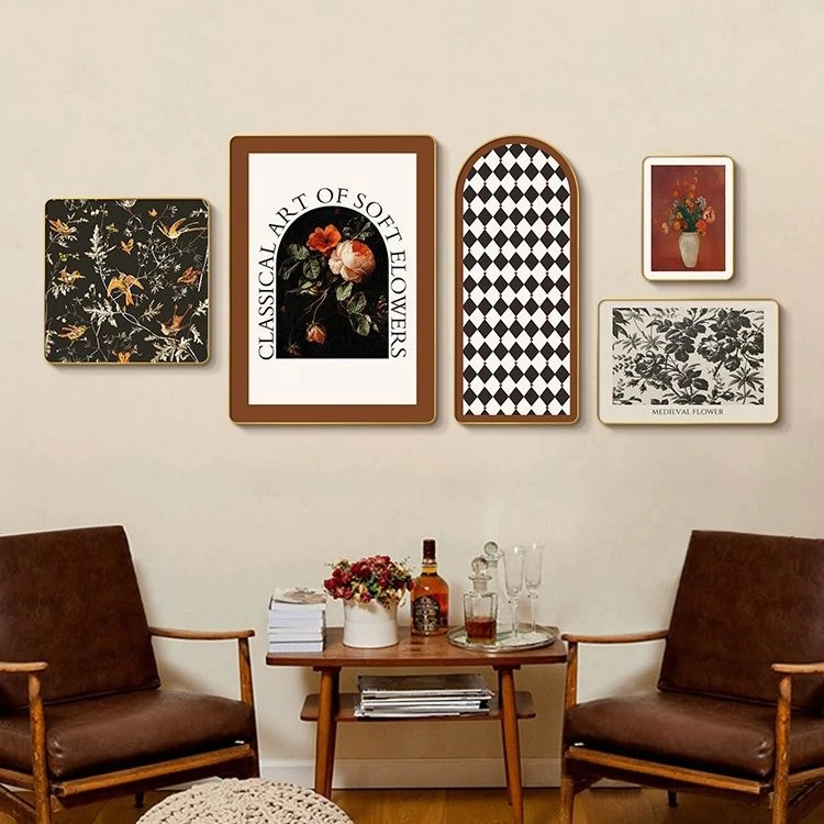 现代客厅装饰画餐厅墙面小众中古风挂画艺术美式法式复古轻奢壁画