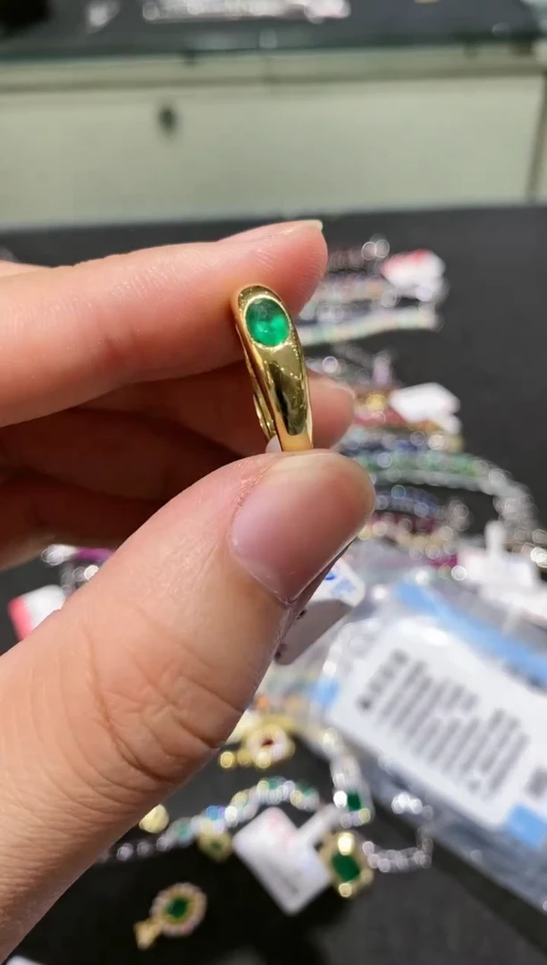 【闪购商品】祖母绿戒指银S925镶嵌戒指