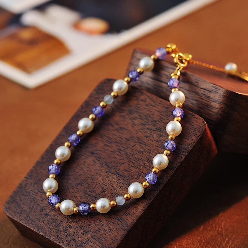 合金手链 1623 意★【紫曼陀罗·Artist艺术家】原版高奢天然珠晶镀金