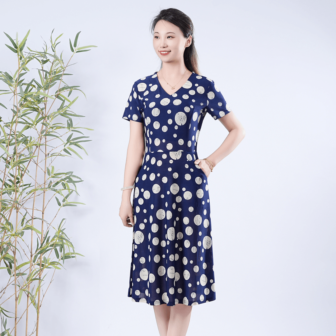 【圆圈款】中长款不开叉A版 夏季新款连衣裙冰雪丝日常连衣裙子遮肉