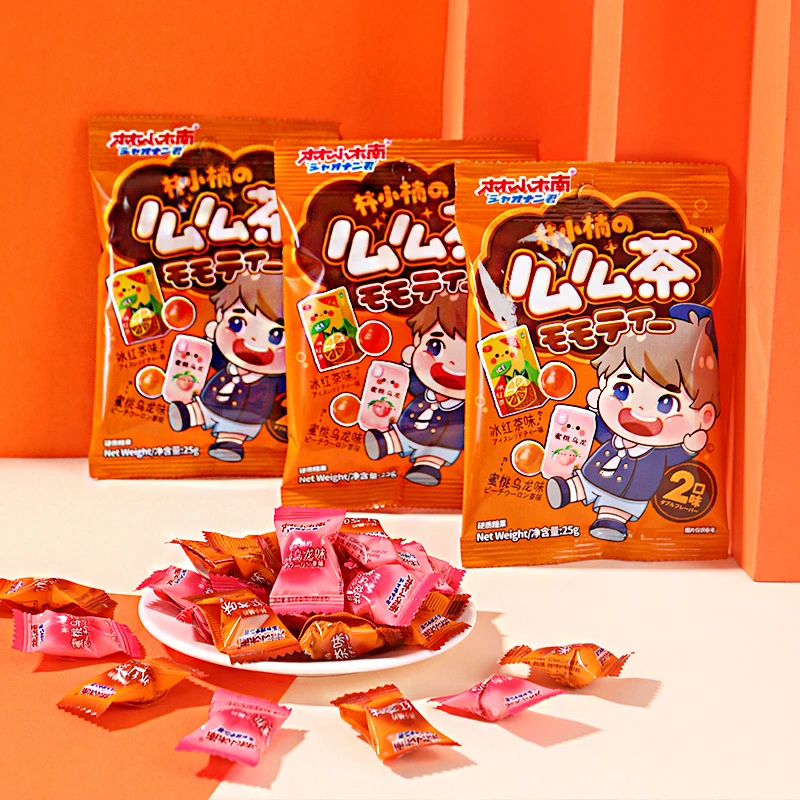 林小楠么么茶冰红茶蜜桃混合果糖袋装糖果立包装果