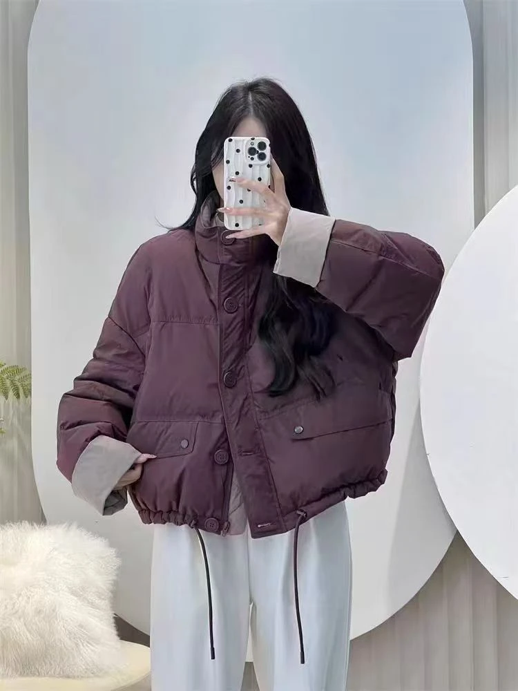 【DFBH 816】撞色宽松时尚百搭休闲韩版短款羽绒服