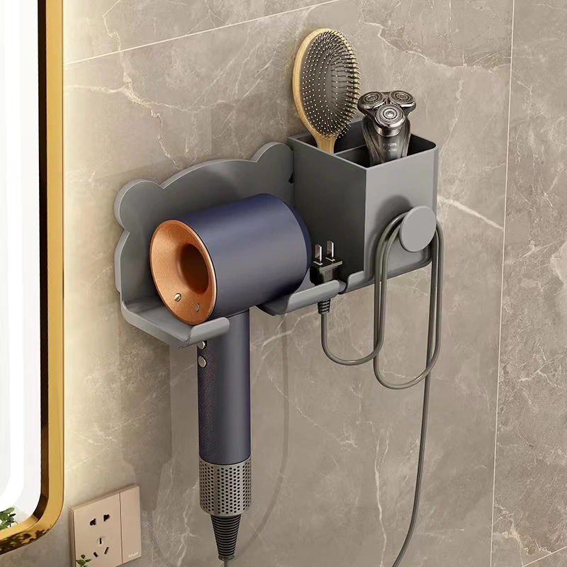 家用卫生间吹风机置物架剃须刀电吹风筒收纳支架放置架壁挂免打孔