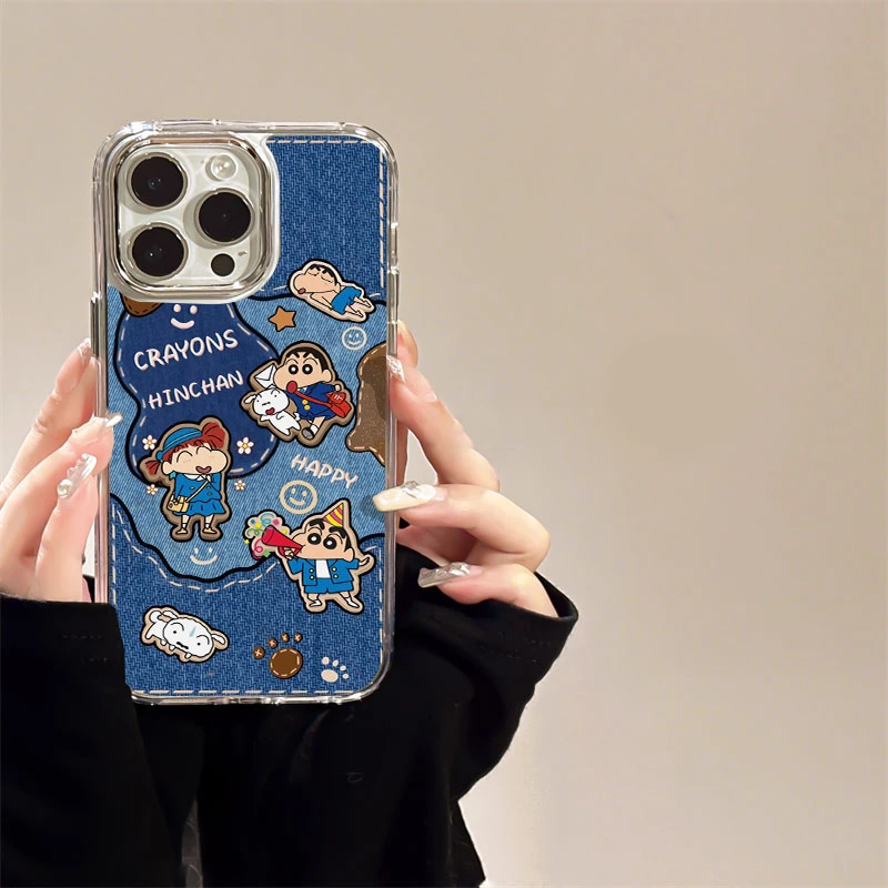 牛仔小新适用苹果1615手机壳iPhone14promax高级感13电镀框12软11