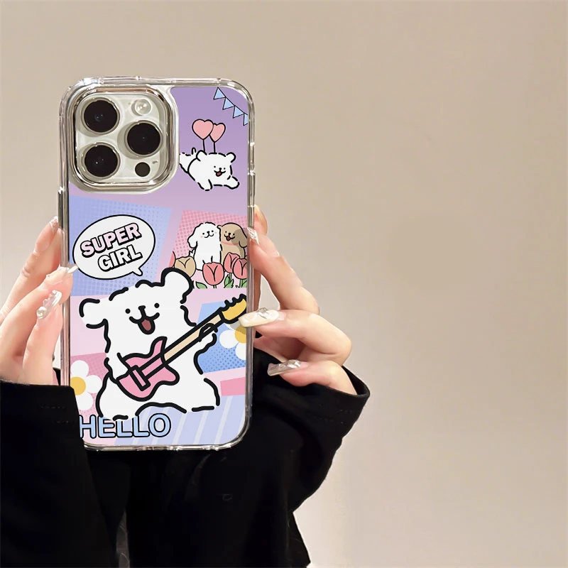 适用iphone16卡通手机壳新款苹果15promax线条小狗14promax创意