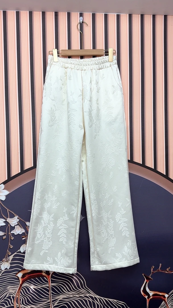 冬季加绒裤子女新中式国风裤子女加厚加绒2024冬季裤子秋冬加绒裤