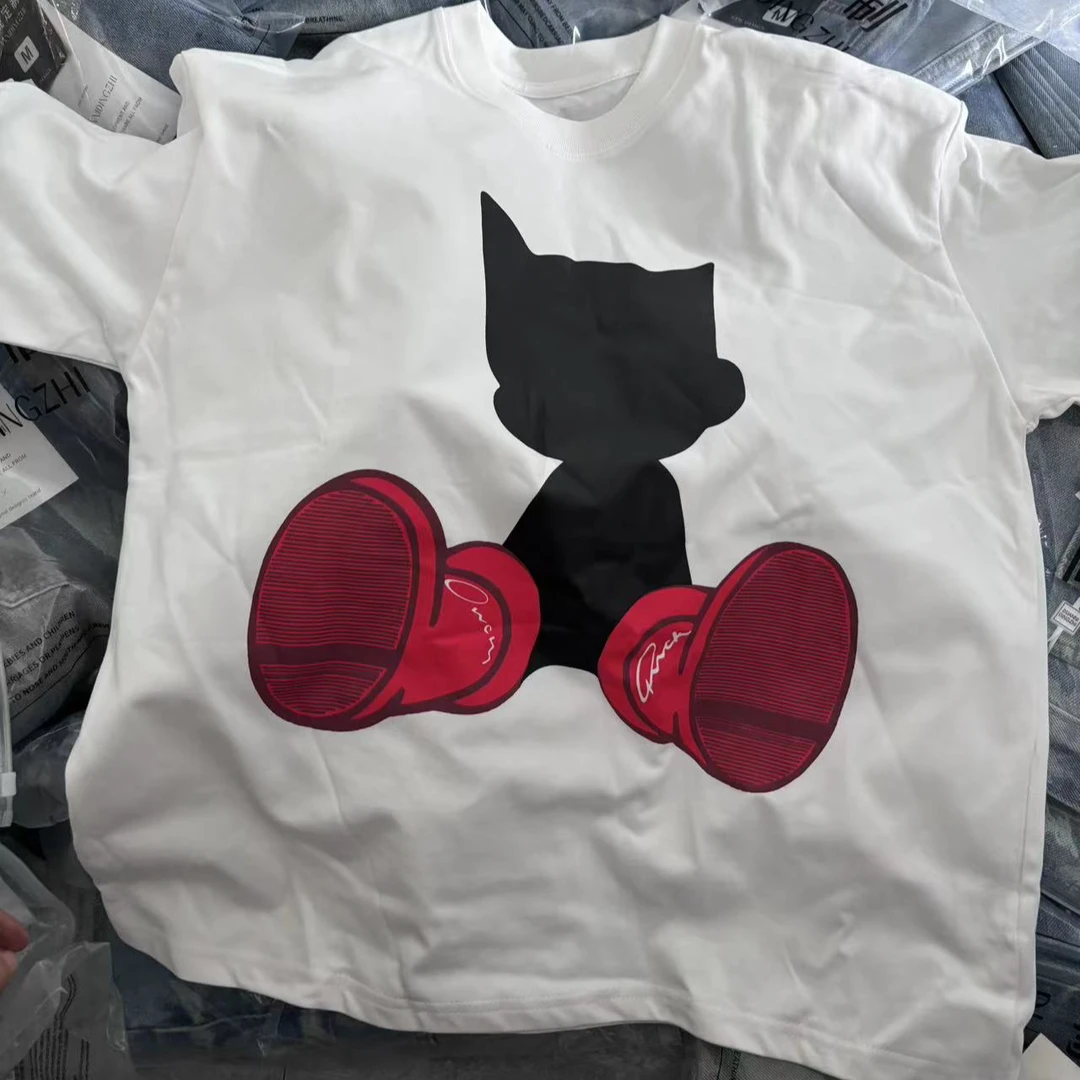 DN93856短袖男女潮牌美式高街宽松t恤情侣卡通上衣