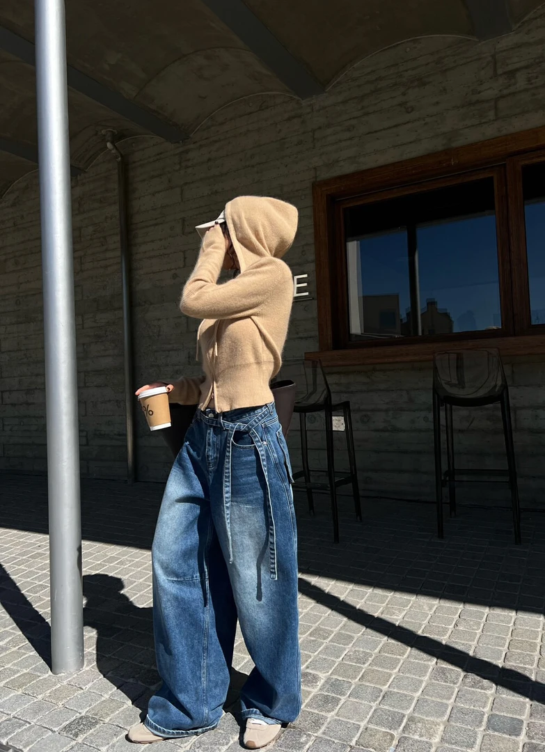 【是端倪呀】老钱风连帽纯色拉链毛衣针织开衫07331