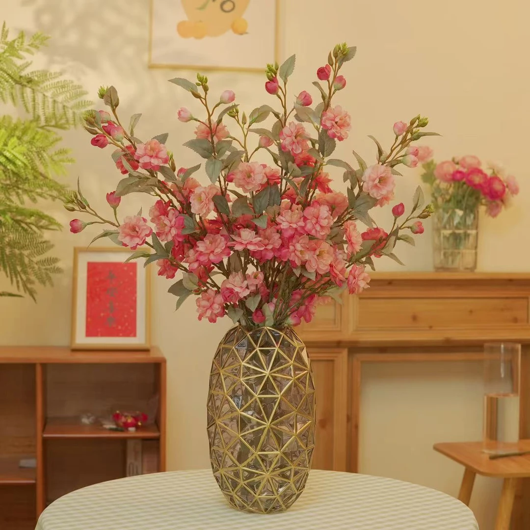 野山茶花高端仿真花假花花卉装饰摆件客厅电视柜玄关餐桌摆设