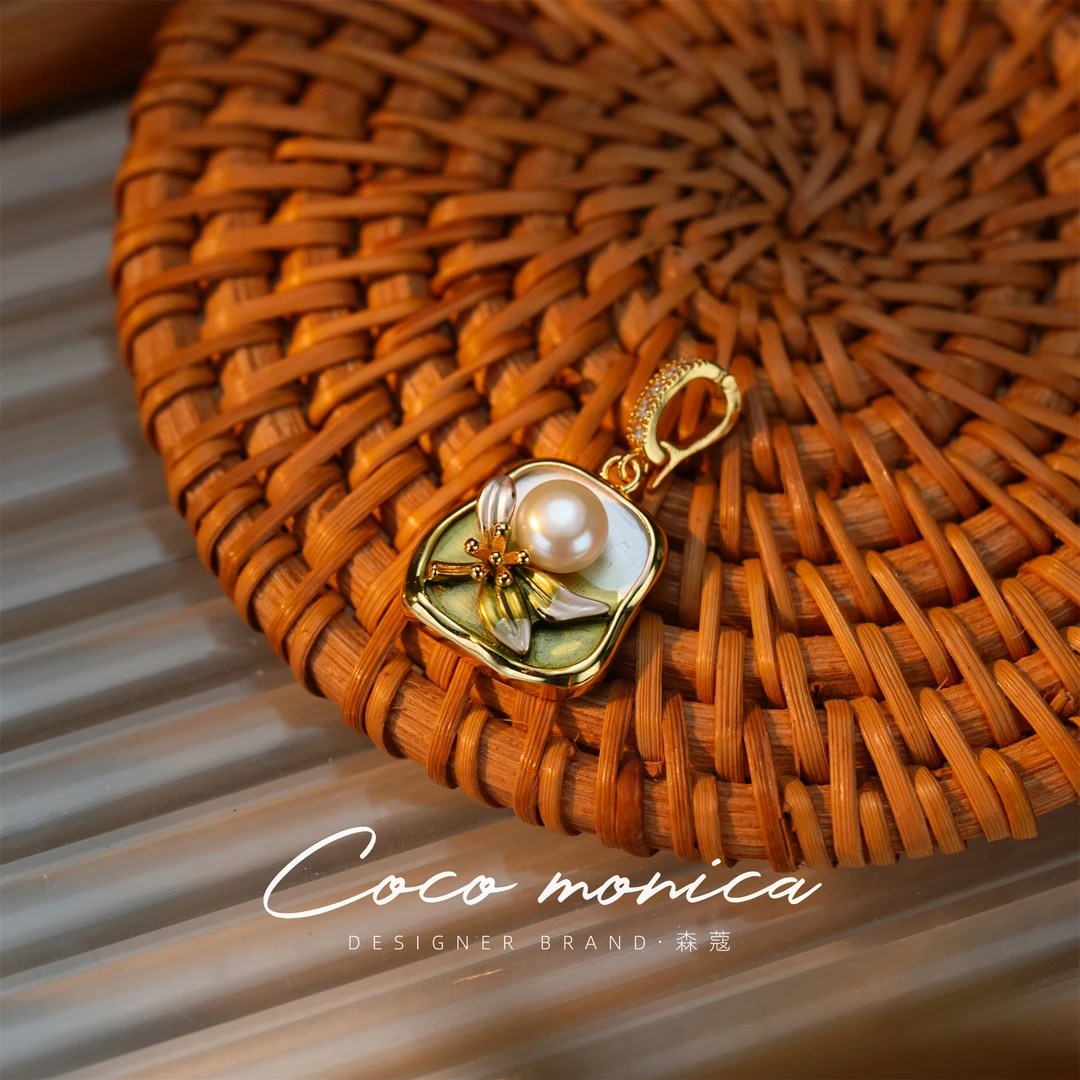 【小霞珠宝】正宗天然珍珠链子吊坠手工气质白色百搭复古镶嵌 WA619