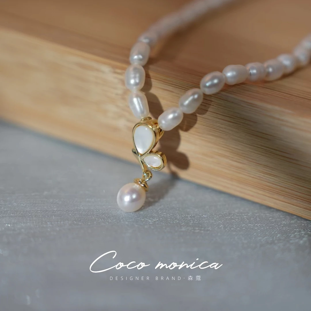 【小霞珠宝】珠链正宗气质天然淡水珍珠时尚 蝴蝶 法式精致百搭小众