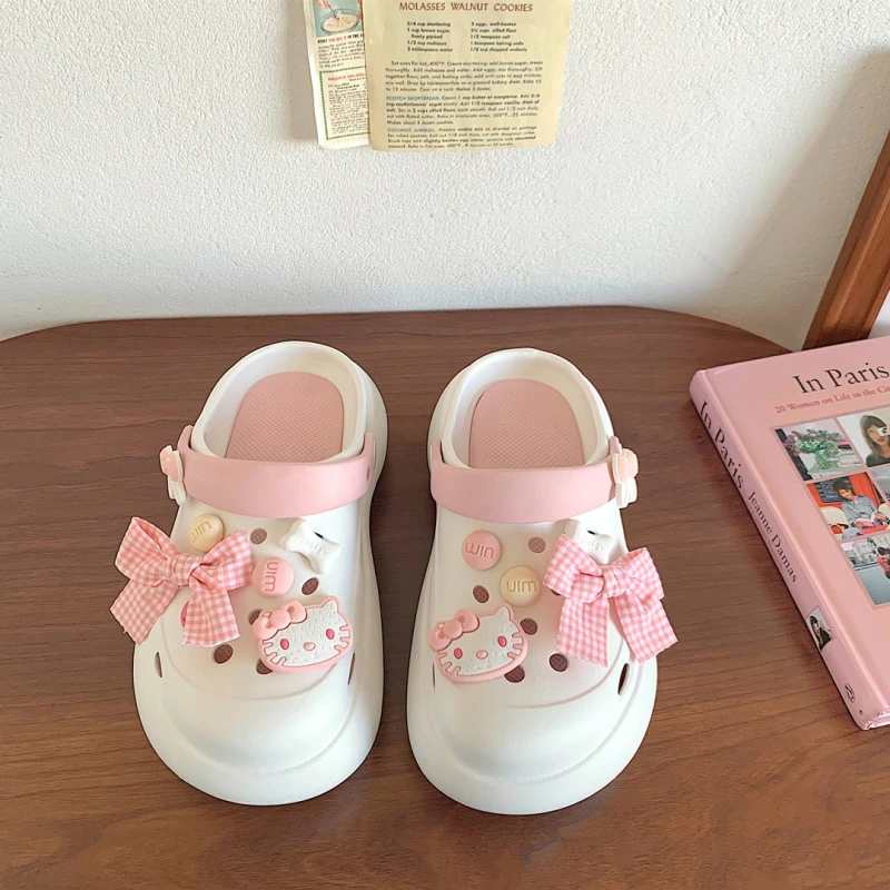 洞洞鞋蝴蝶结女包头夏季沙滩鞋少女心外穿学生时尚软底网红