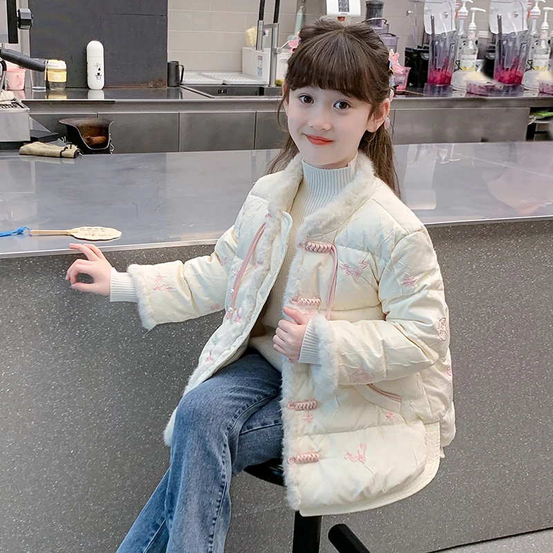 女童外套秋冬款2024新款儿童新中式汉服国风棉服冬装女孩网红棉袄
