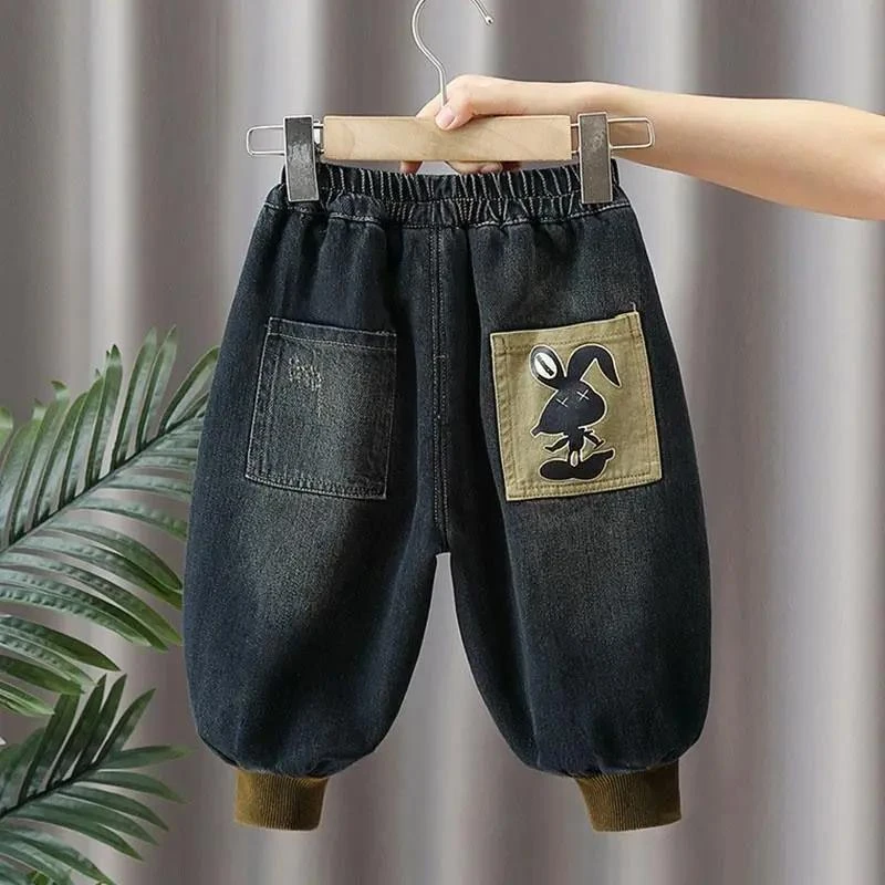 【小扬哥推荐】男童加绒牛仔裤秋冬款2024新款宝宝洋气冬装儿童一