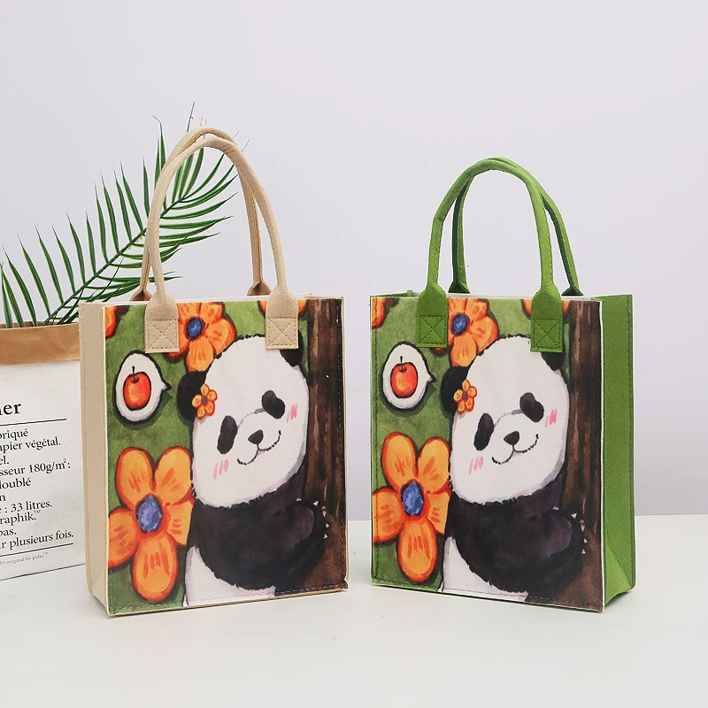 时尚毛毡手拎包便携手提包包百搭休闲卡通手提包