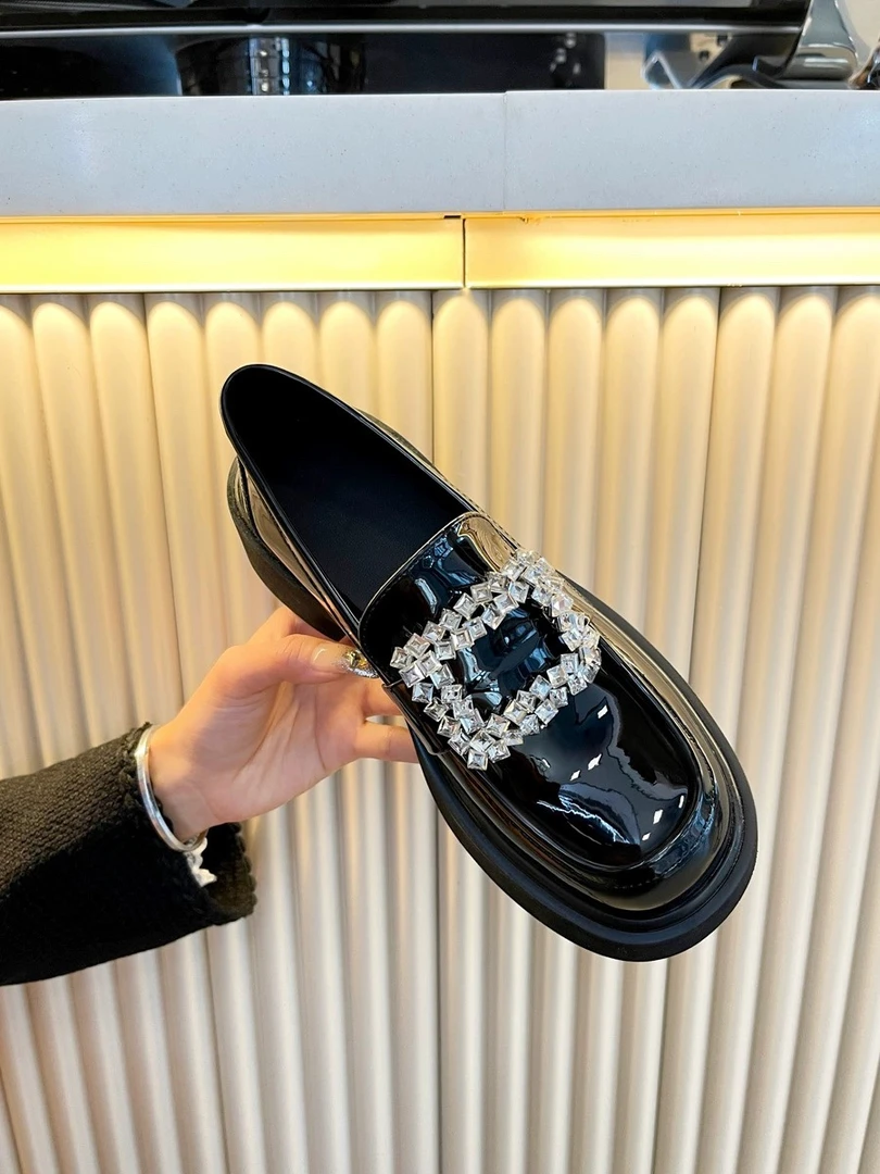 （羊皮特价）戈美其专柜英伦风舒适平底学院风皮鞋烫钻厚底乐福鞋1