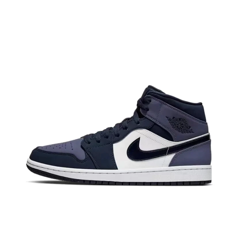 Air Jordan 1 Mid AJ1 桑德紫 黑紫脚 中帮复古篮球鞋 554724-445