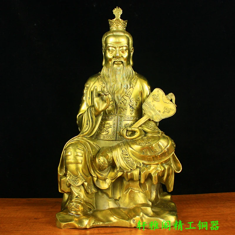 黄铜太上老君铜像摆件三清祖师像黄铜客厅玄关佛堂供奉工艺品