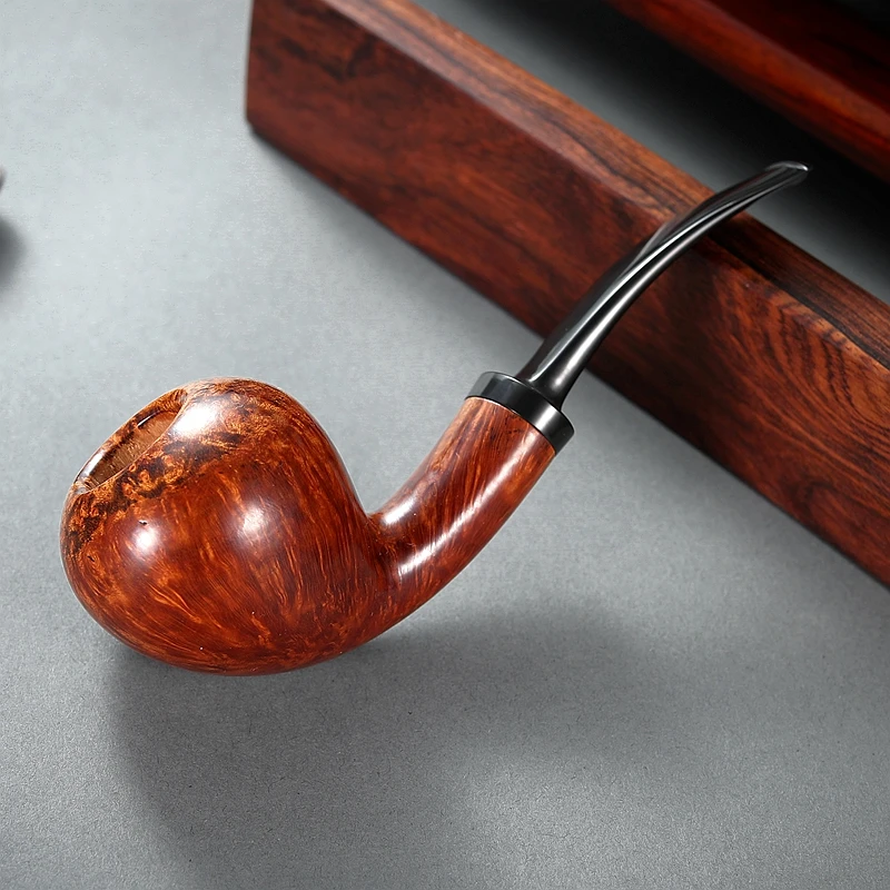 大头苹果3MM硫化橡胶斗嘴西班牙皮料大师斗黄金对比石楠木烟斗