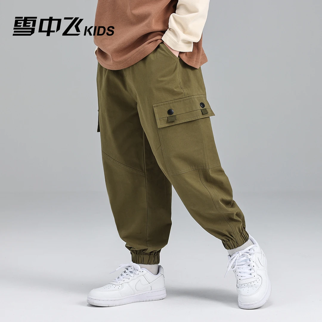 雪中飞KIDS童装男童裤子2024春季新款口袋宽松工装裤X30917777FT