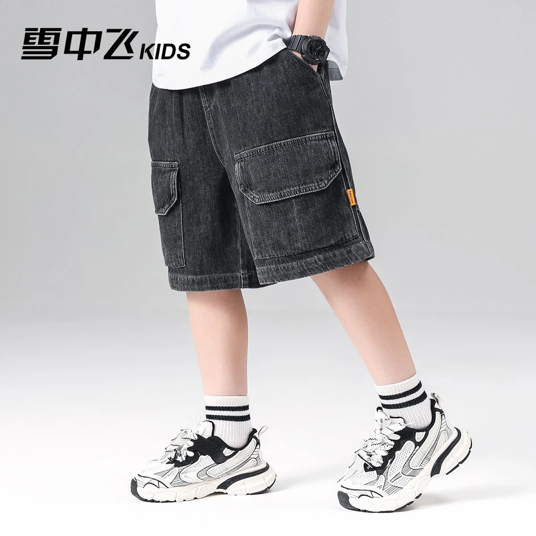 雪中飞KIDS童装男童休闲时尚潮流帅气潮牛仔五分裤X30827117FT