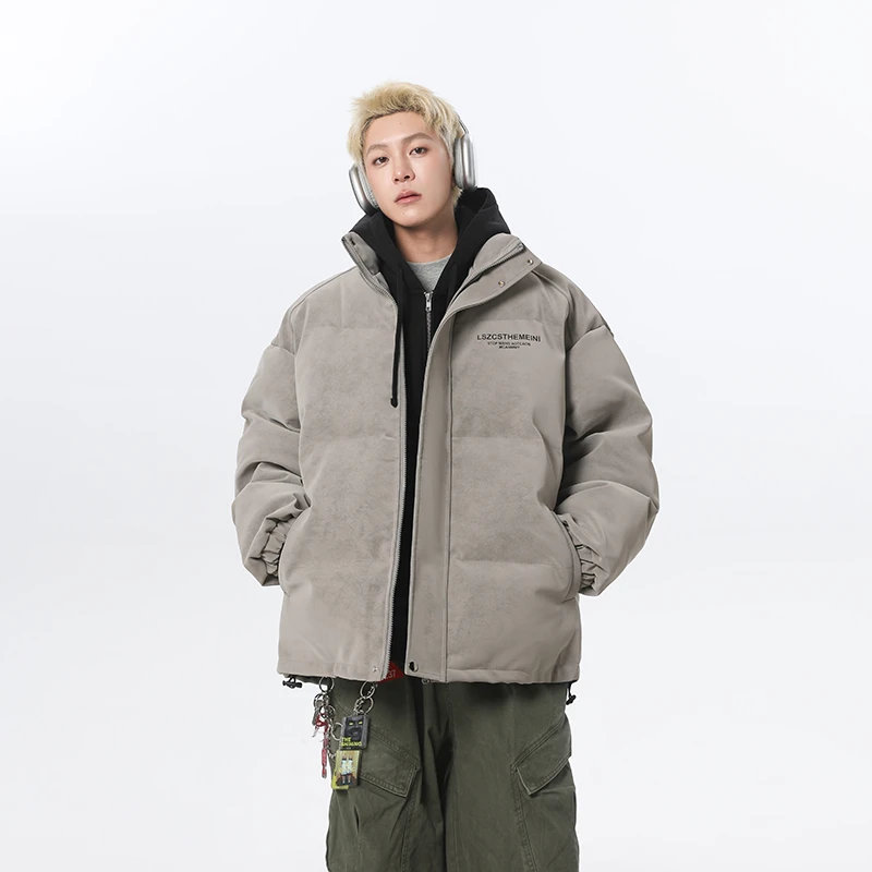 男士棉服立领冬季皮衣外套ins美式复古潮牌宽松加厚保暖棉衣袄子