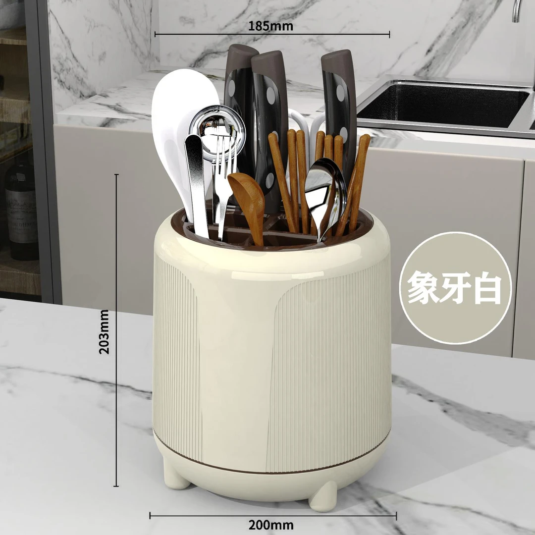 厨房刀架置物架台面收纳盒可旋转多功能筷子筒刀筷一体收纳菜刀架
