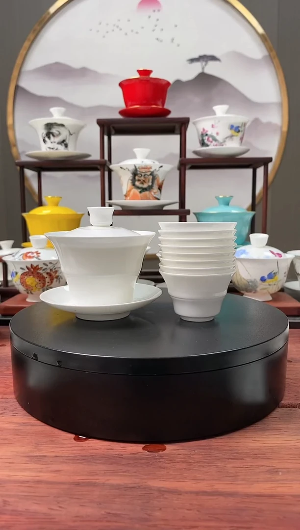 【闪购商品】骨瓷有竹盖碗粉丝安排8个有竹杯