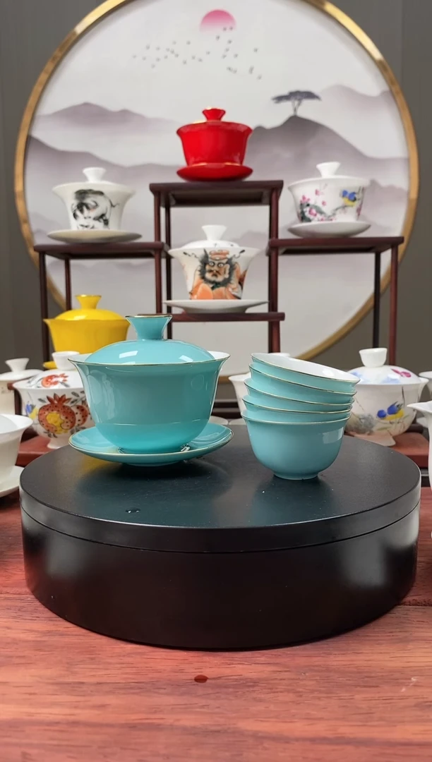 【闪购商品】骨瓷3.2寸蓝色盖碗粉丝安排蓝色杯5个