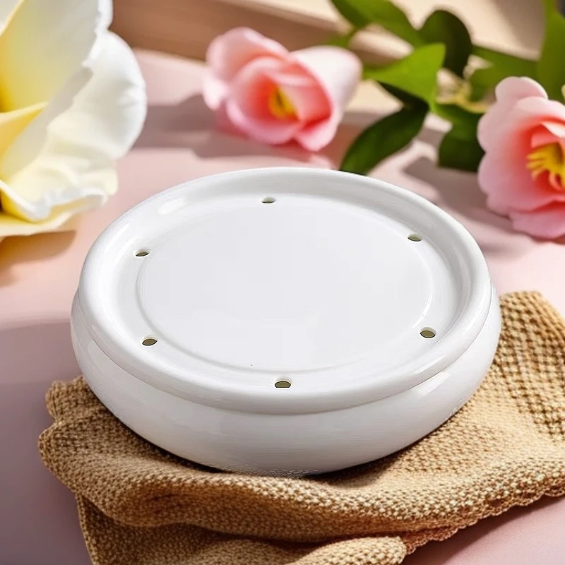 中式骨瓷茶盘圆形桌面茶具托盘潮州陶瓷工夫茶船家用茶台干泡盘