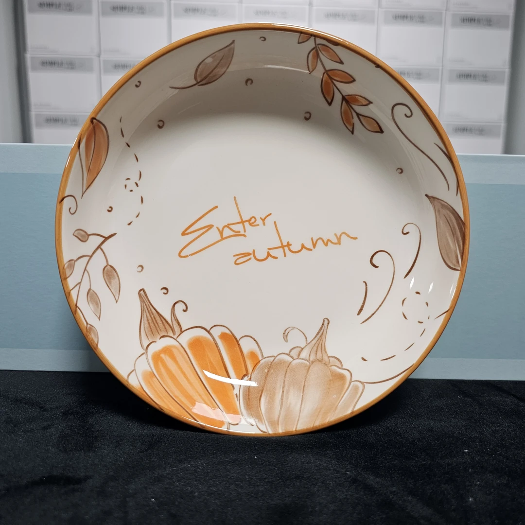 7英寸雅纹秋实深汤盘手绘陶瓷